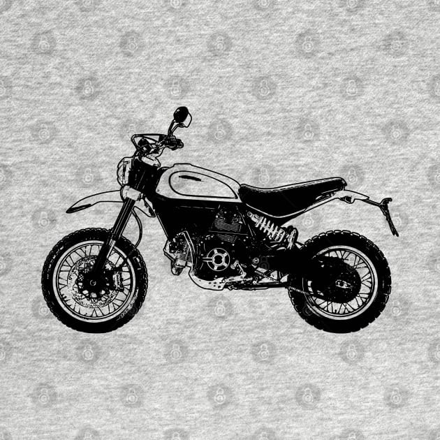 Scrambler Bike Side View Sketch Art by KAM Std